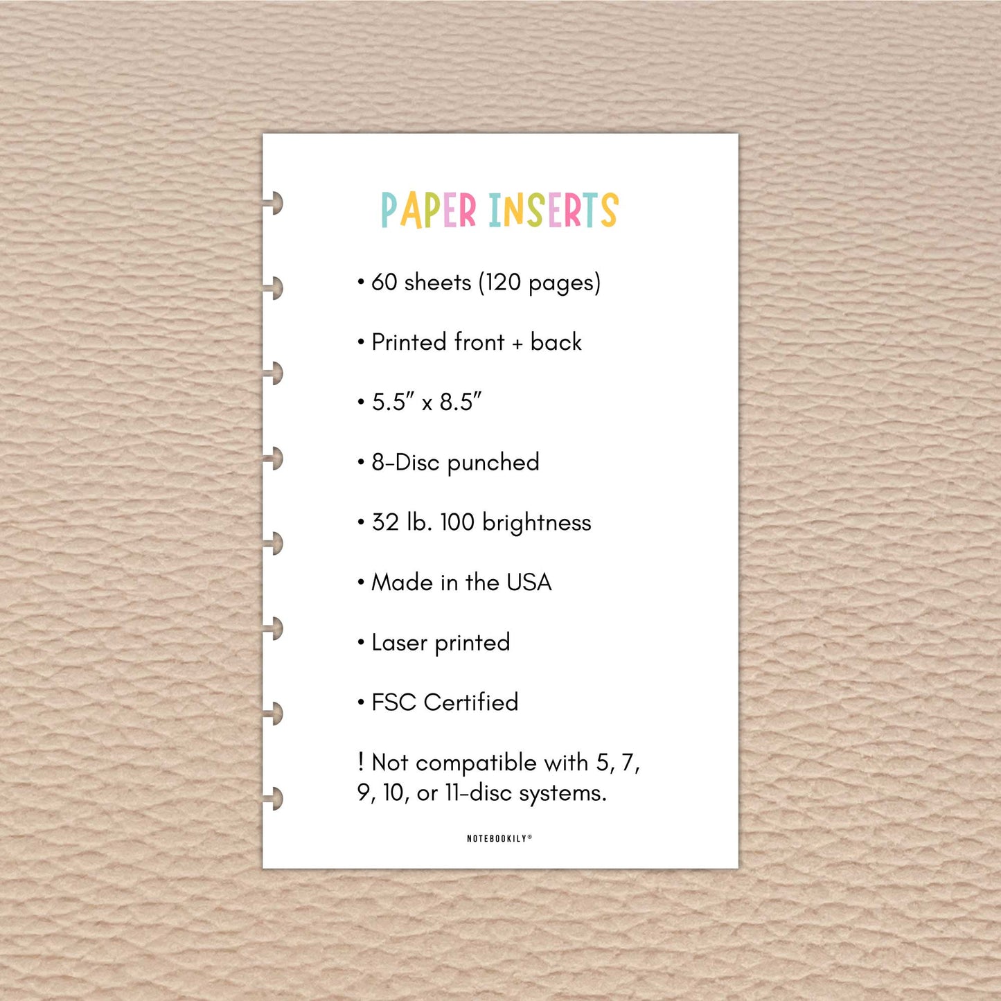 Dotted Lined Junior Discbound Paper Inserts