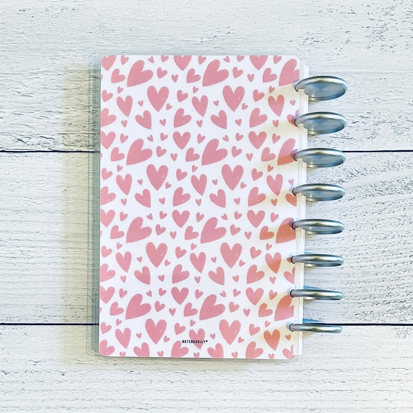 Pink and Gray Hearts Junior Discbound Planner and Notebook Covers