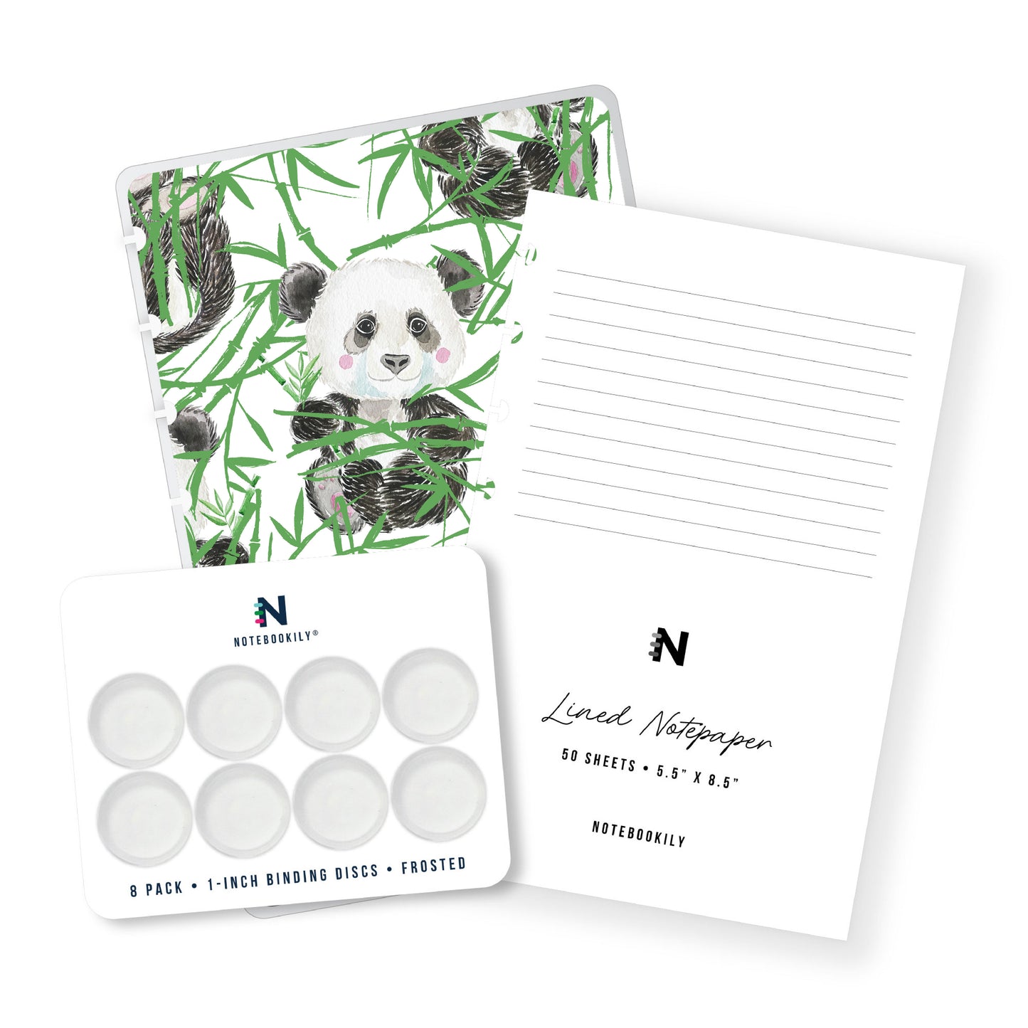 Cute Panda Discbound Notebook Kit