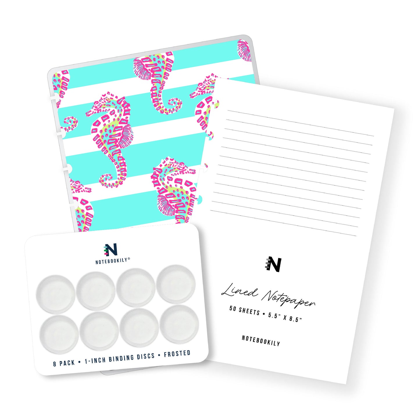Preppy Seahorse Discbound Notebook Kit