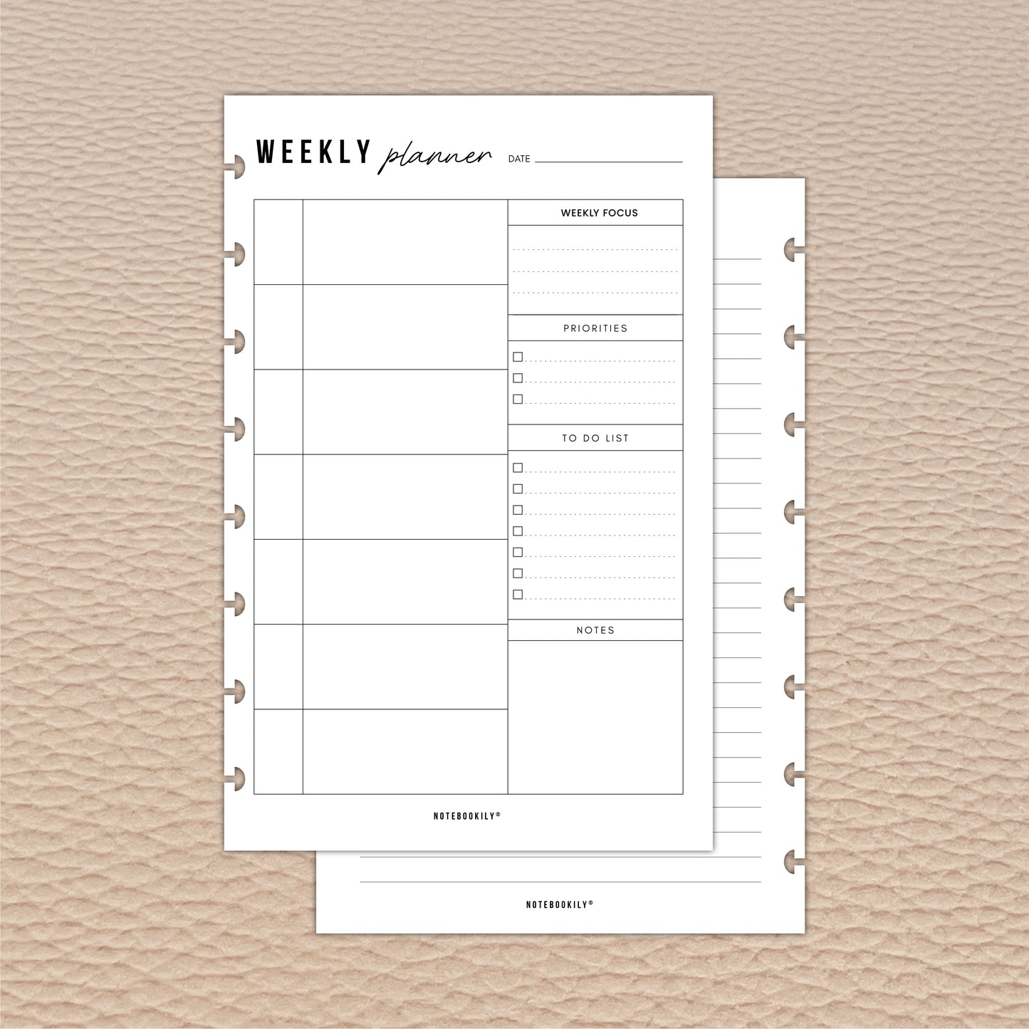Undated Weekly Planner | Discbound Paper Inserts
