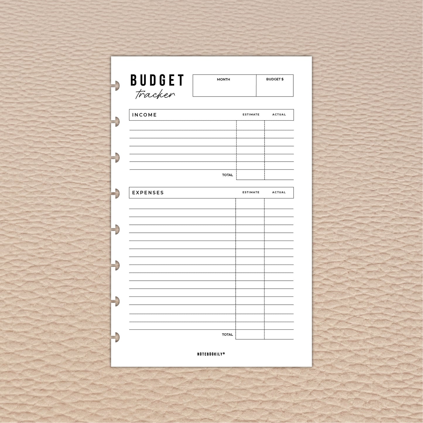 Monthly Budget Tracker | Discbound Paper Inserts