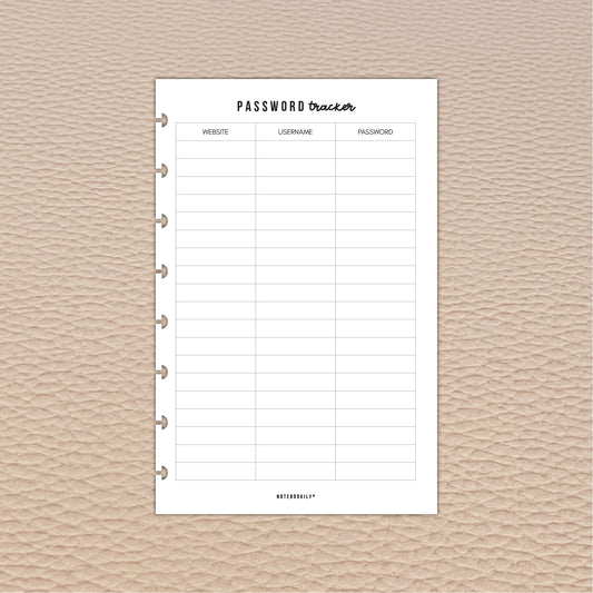 Password Tracker Inserts | Notebookily®