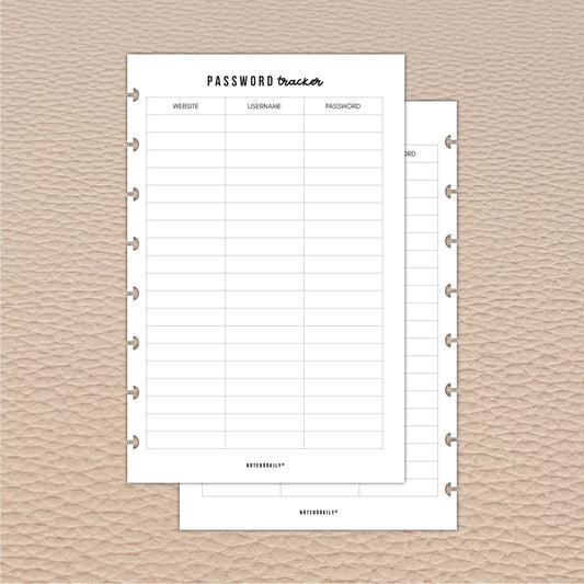Password Tracker Inserts | Notebookily®